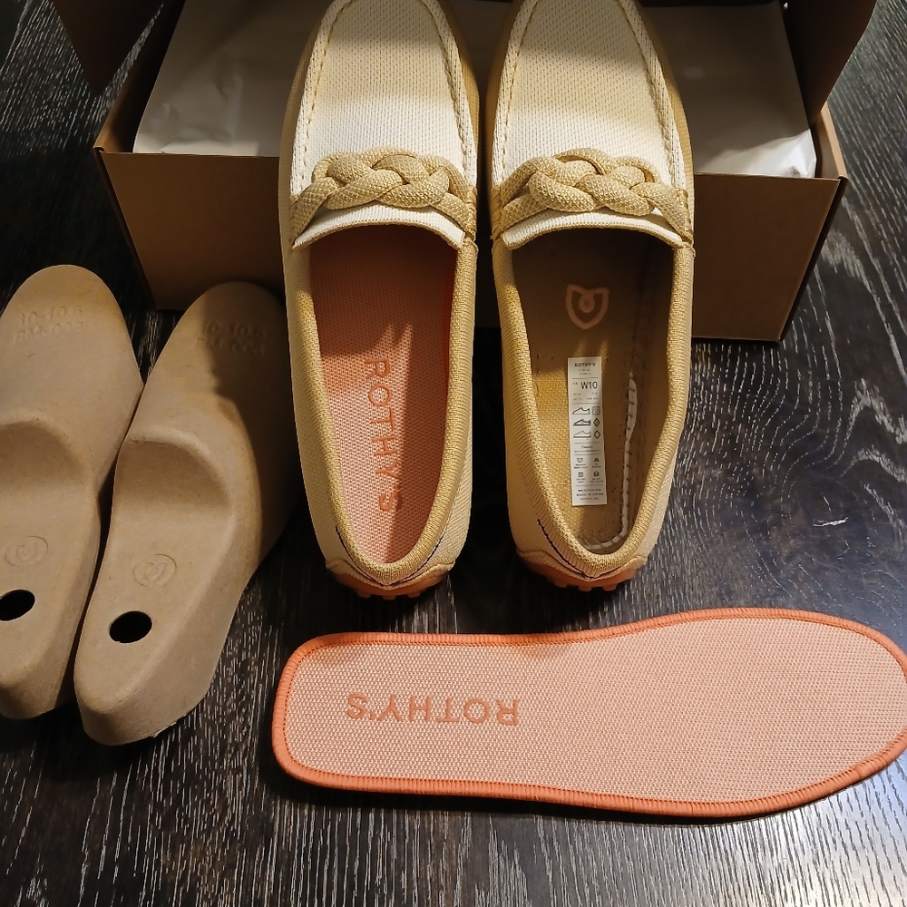 Rothy's Cream and Tan Braided Moccasin Flats - Picture 3 of 4